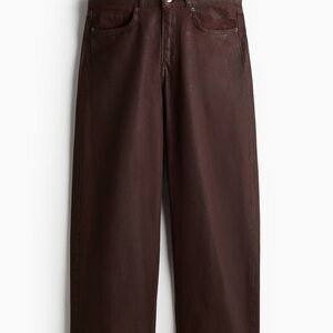Women's Brown Coated Canvas Pants